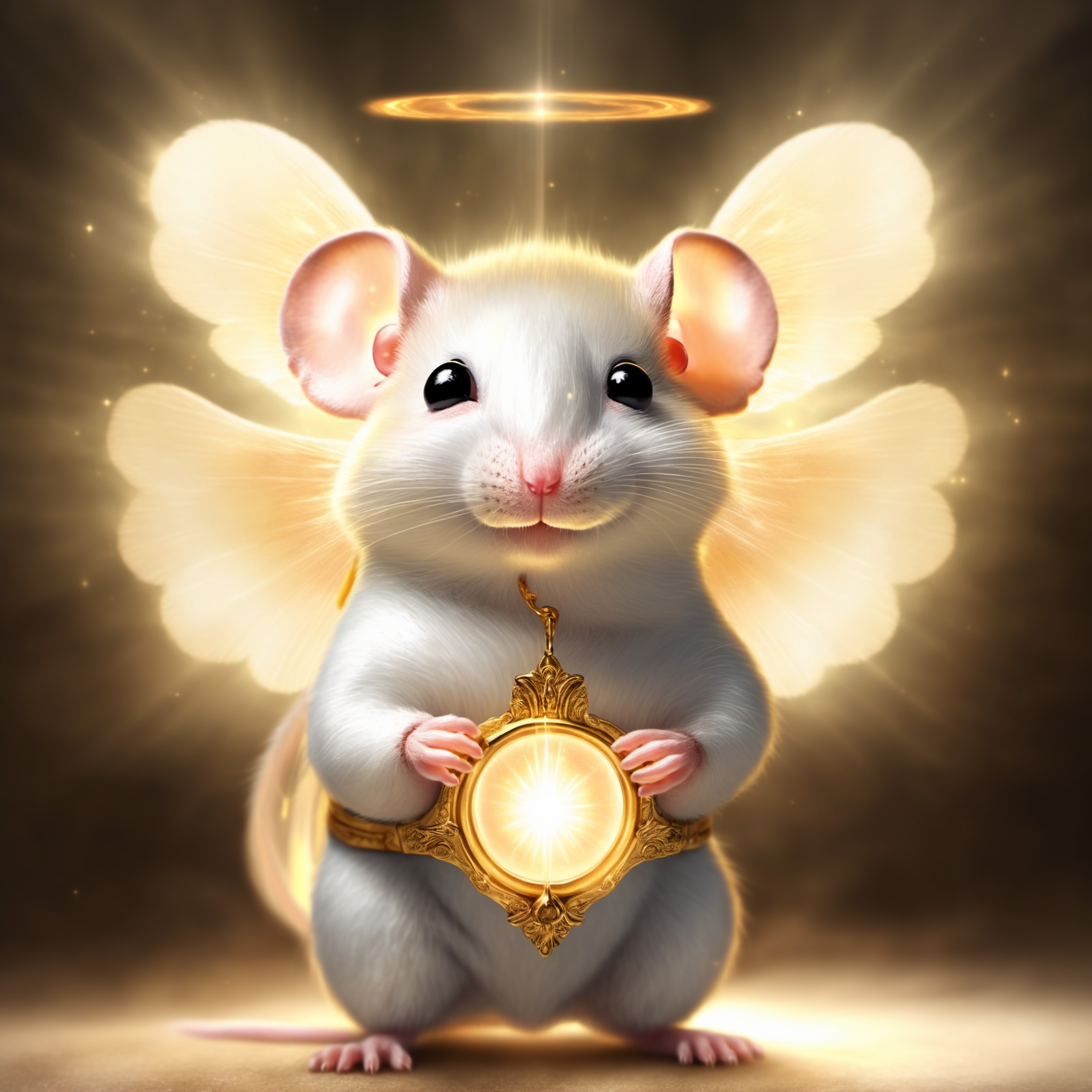 The angel mouse shining with the holy light, <lora:[XL]rat:1>